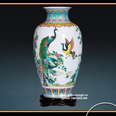 CẶP BÌNH CHIM CÔNG ĐĂNG ĐỐI - SẢN PHẨM SỨ XƯƠNG CAO CẤP